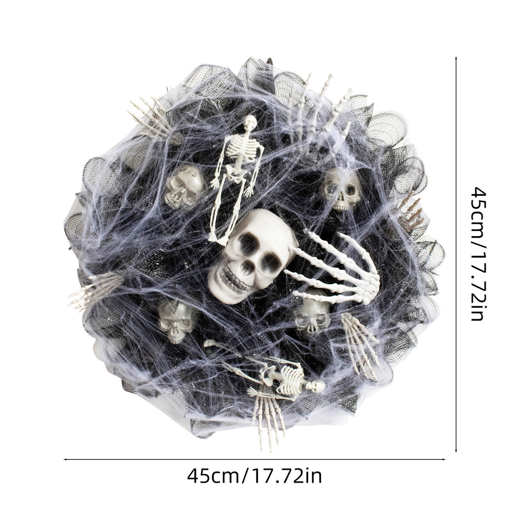 Halloween Black Mesh Skull Garland Party Layout Props