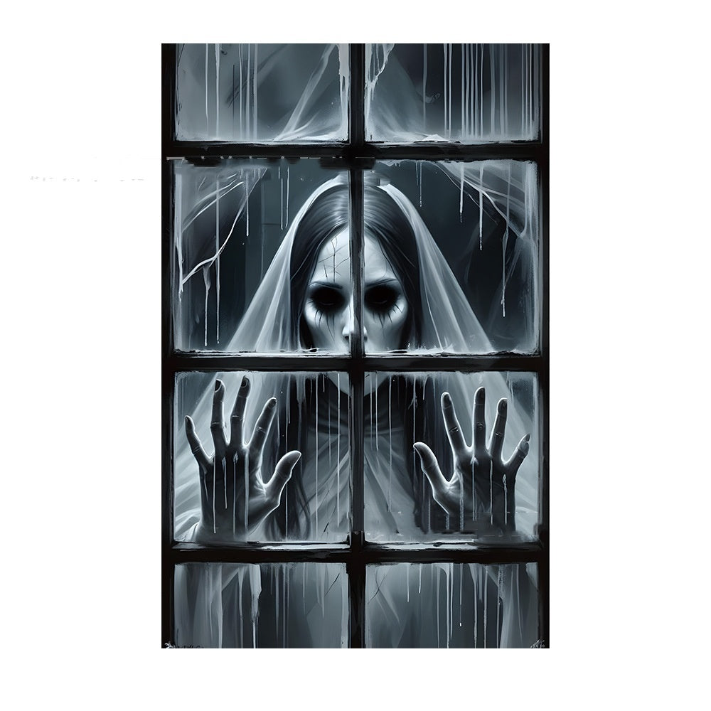3D Holiday Window Cover Witch Halloween Window Cover
