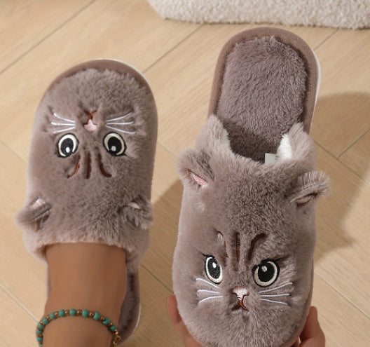 Autumn And Winter Cotton Slippers Men And Women Couple Kitty Cartoon