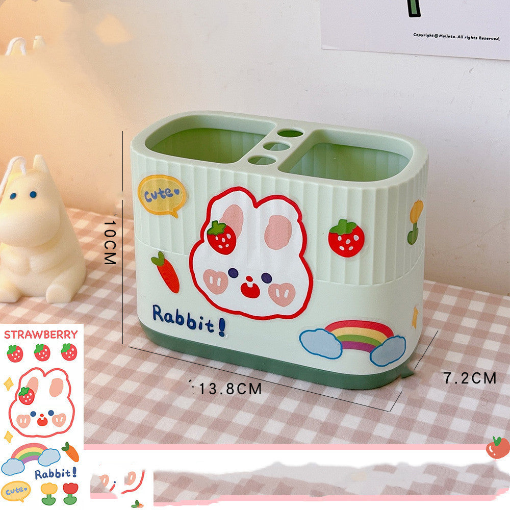 Cute Now Double-cell Plastic Student Desktop Storage