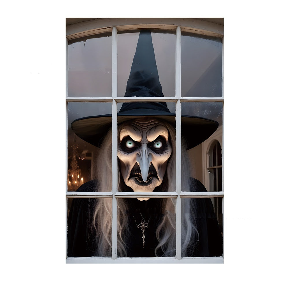 3D Holiday Window Cover Witch Halloween Window Cover