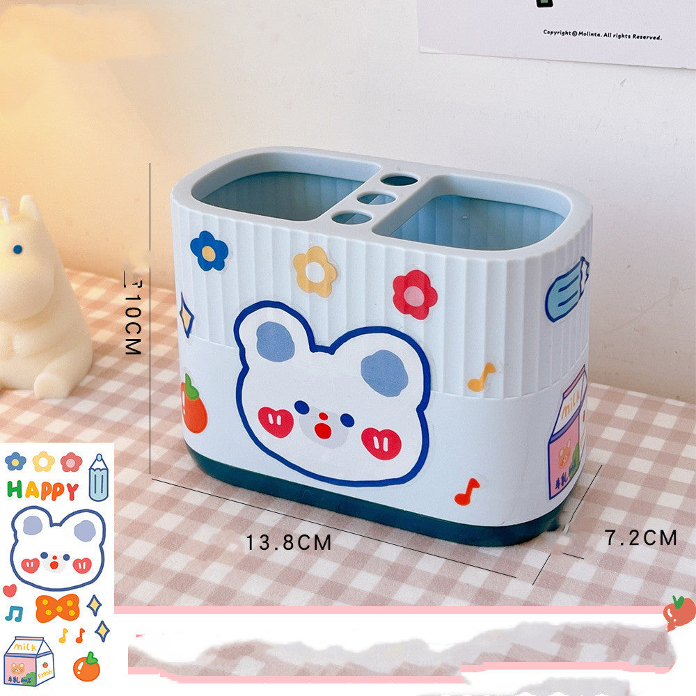 Cute Now Double-cell Plastic Student Desktop Storage
